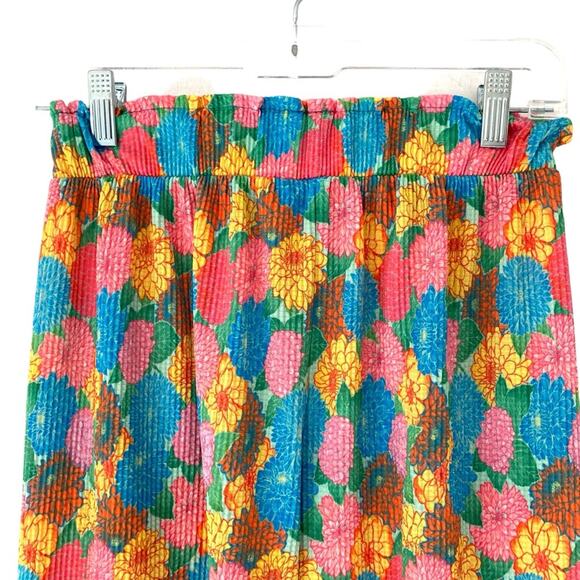 Zara Mod Retro Floral Wide Leg Palazzo Pants size small Pink Green Yellow - Picture 8 of 10